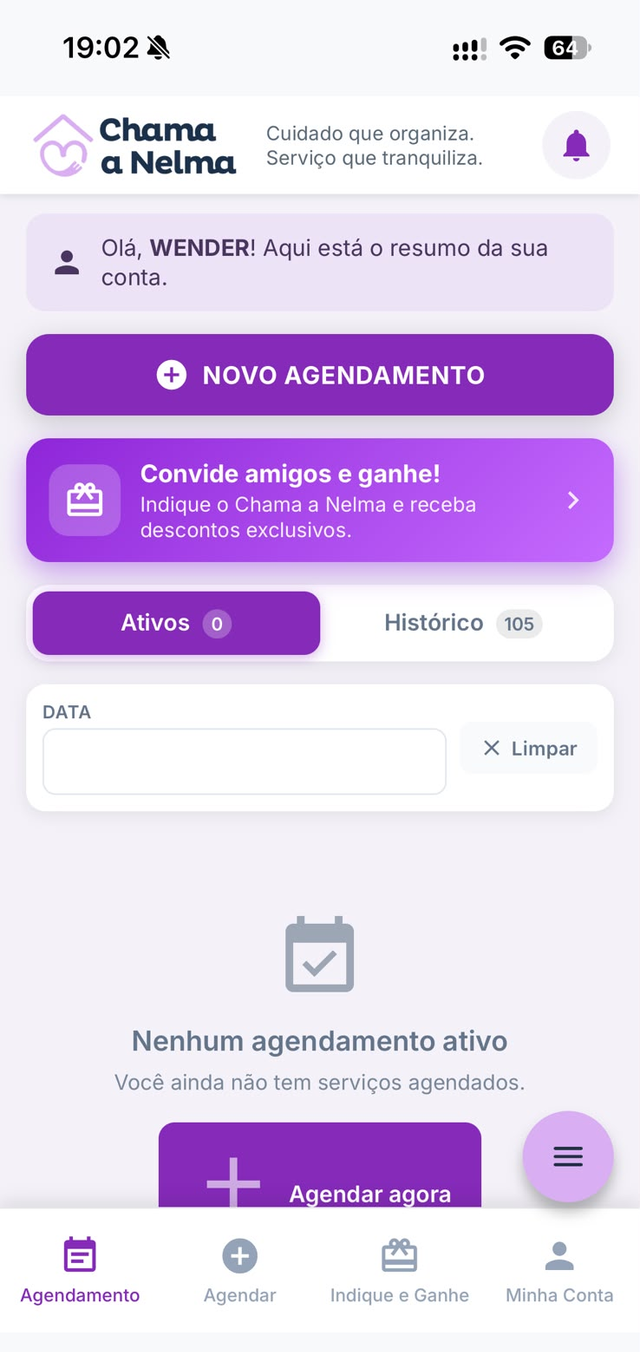 Aplicativo Chama a Nelma — agendamentos